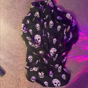 sheer skull collared button up